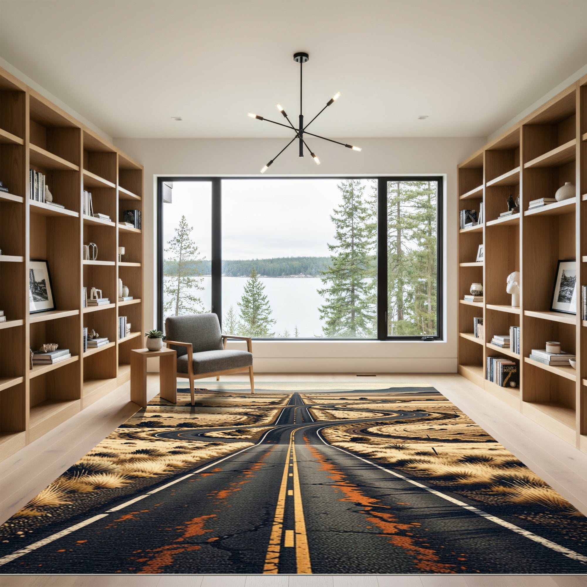 Serene Desert Highway Winding Road Rug