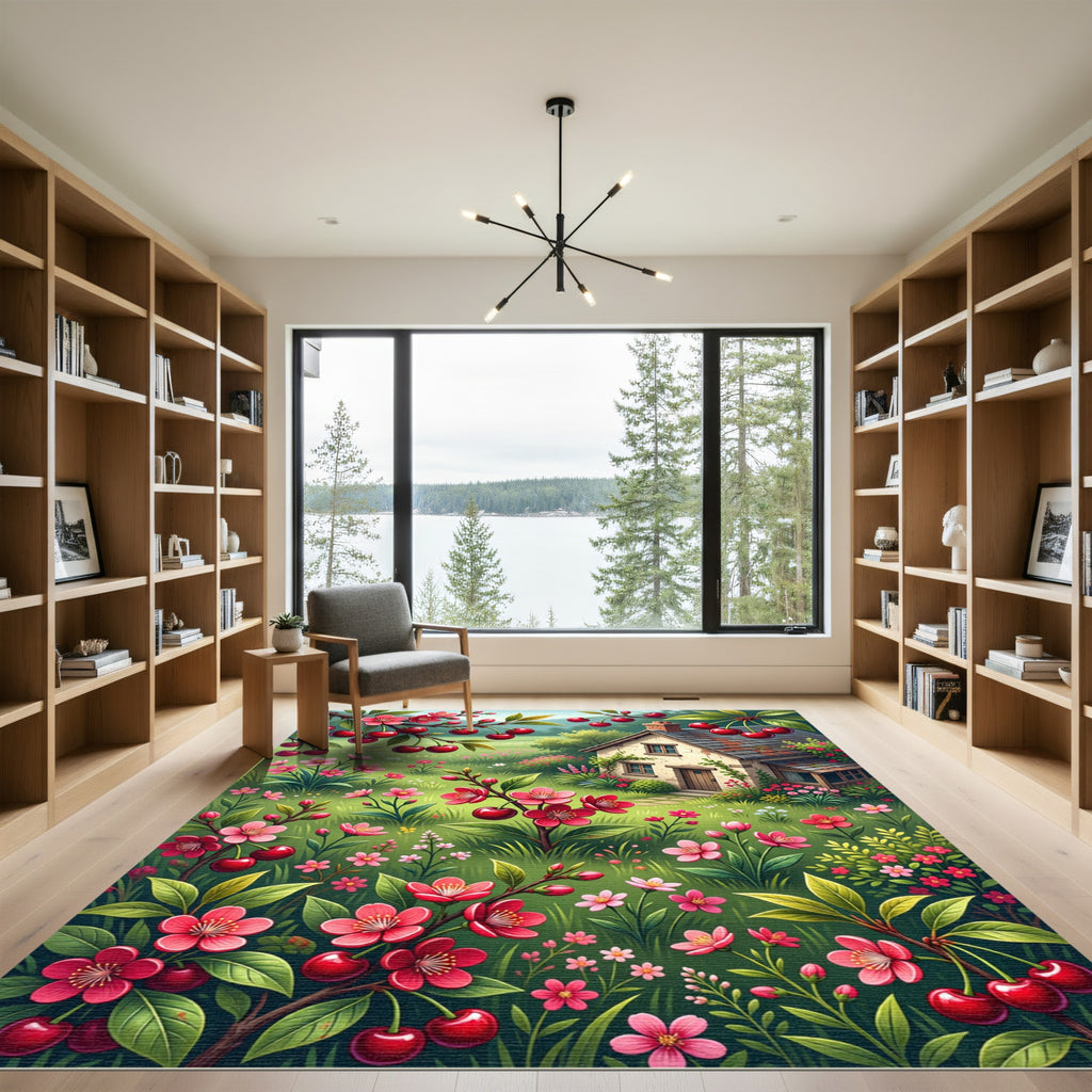 Cherry Blossom Garden Floral Rug