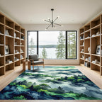 Ethereal Misty Forest Mountain Landscape Rug
