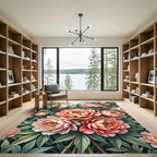 Coral Pink Peony Garden Arrangement Rug