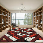 Crimson Plank Weave Geometric Rug