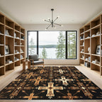 Earth Tone Geometric Cross Medallion Rug
