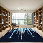 Frozen Blue Icicle Drop Abstract Art Rug