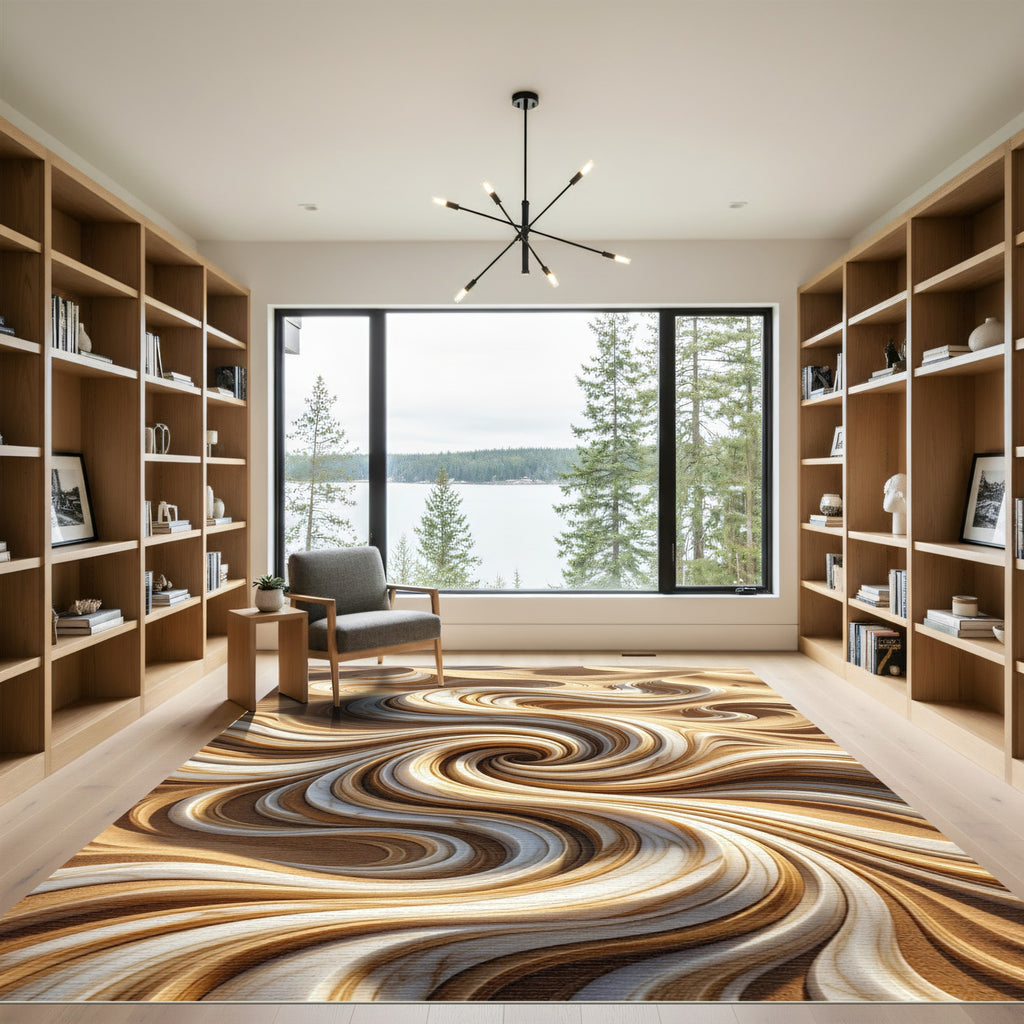Swirling Marble Dune Abstract Rug