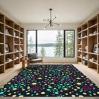 Vibrant Neon Celestial Polka Dot Galaxy Rug