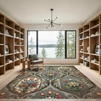 Pastel Floral Scrolling Arabesque Rug