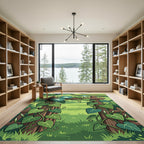 Whimsical Morning Glory Botanical Arch Rug