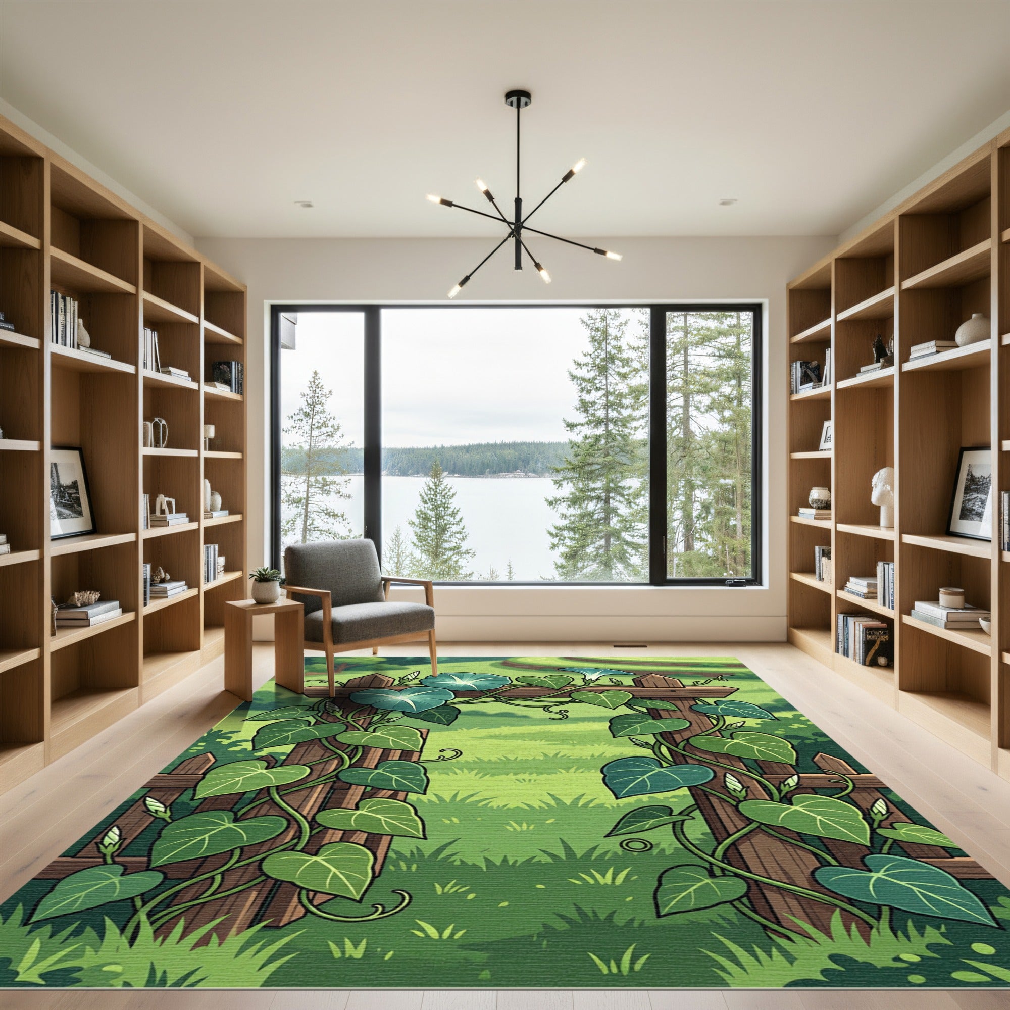 Whimsical Morning Glory Botanical Arch Rug