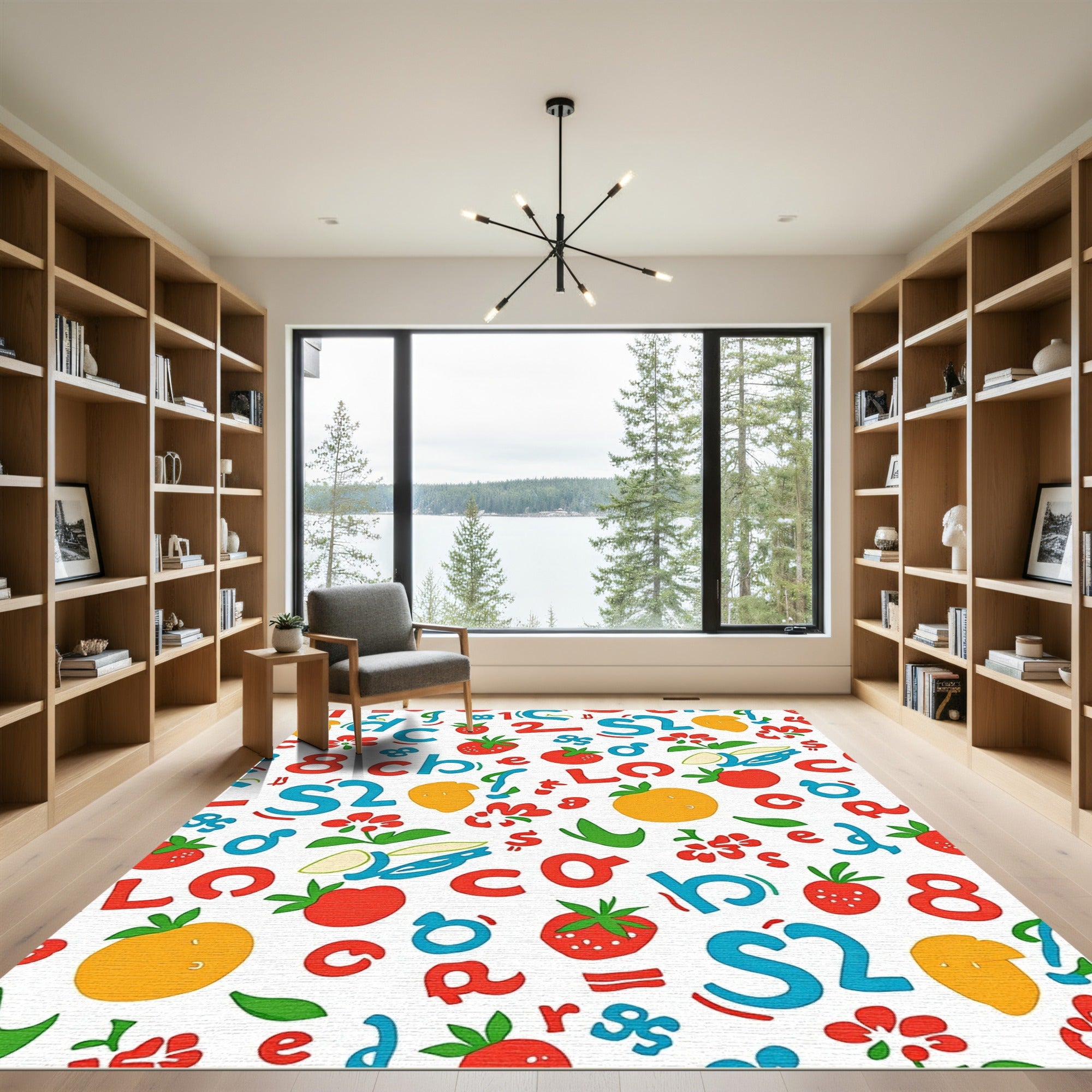 Playful Alphabet Fruit Strawberry Collage Rug