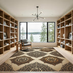 Ornate Golden Rose Medallion Rug