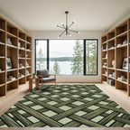 Sage Green Interwoven Lattice Grid Rug