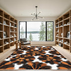 Abstract Golden Brown Spiky Floral Rug