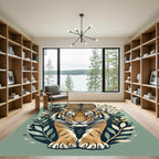Bold Tiger With Green Foliage Rug