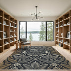 Golden Fish and Botanical Scroll Tapestry Rug