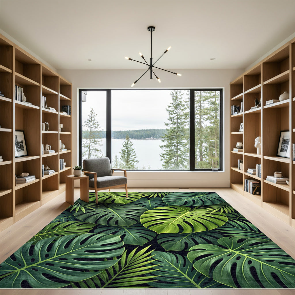 Verdant Leaf Canopy Abstraction Rug