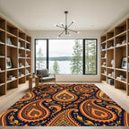 Rich Orange Paisley Floral Bazaar Rug