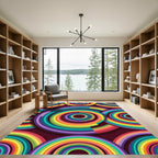 Vibrant Rainbow Concentric Circles Rug