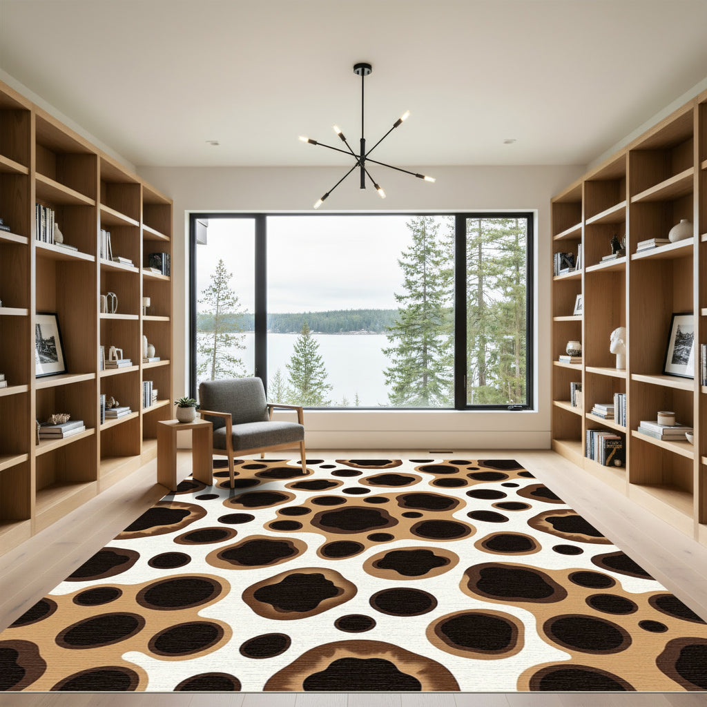 Brown and White Organic Spots Rug
