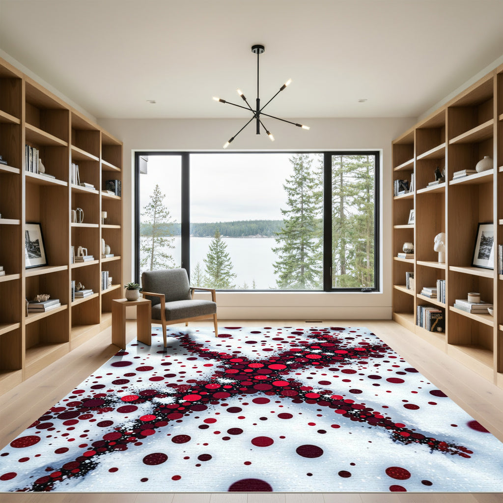 Crimson Dot Explosion Abstract Rug