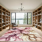 Ethereal Pink Cherry Blossom Ink Flow Rug
