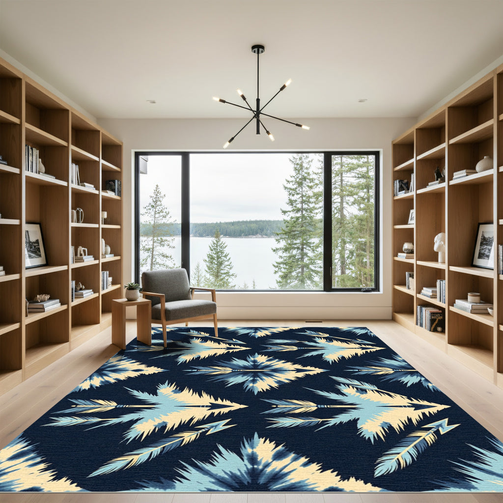 Indigo Tie Dye Boho Arrow Medallion Rug
