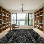Gothic Architectural Charcoal Lace Rug
