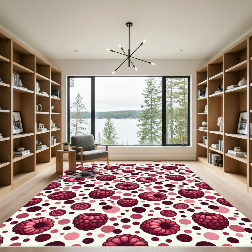 Raspberry Pink Polka Dot Repeating Rug