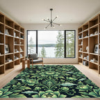 Jade Green Floral Scroll Cloud Rug