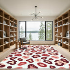 Abstract Blush and Maroon Leopard Spot Rug