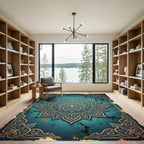 Teal Mandala Flourish Aged Rug