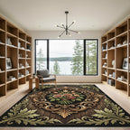 Ornate Golden Floral Bouquet Medallion Rug
