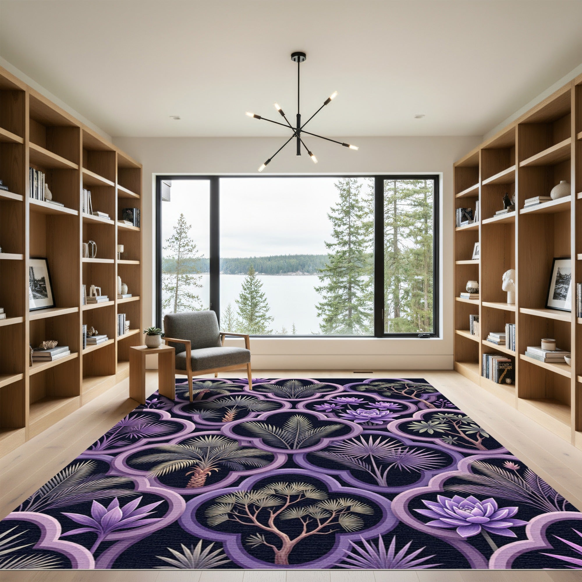 Purple Botanical Trellis Arrangement Rug