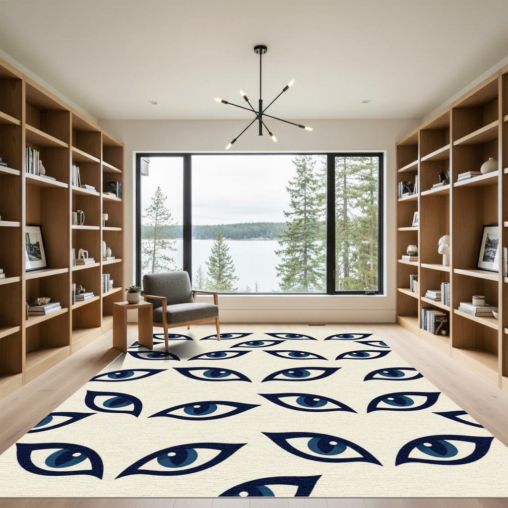 Minimalist Navy Eye Graphic Rug