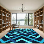 Deep Ocean Chevron Geometric Rug