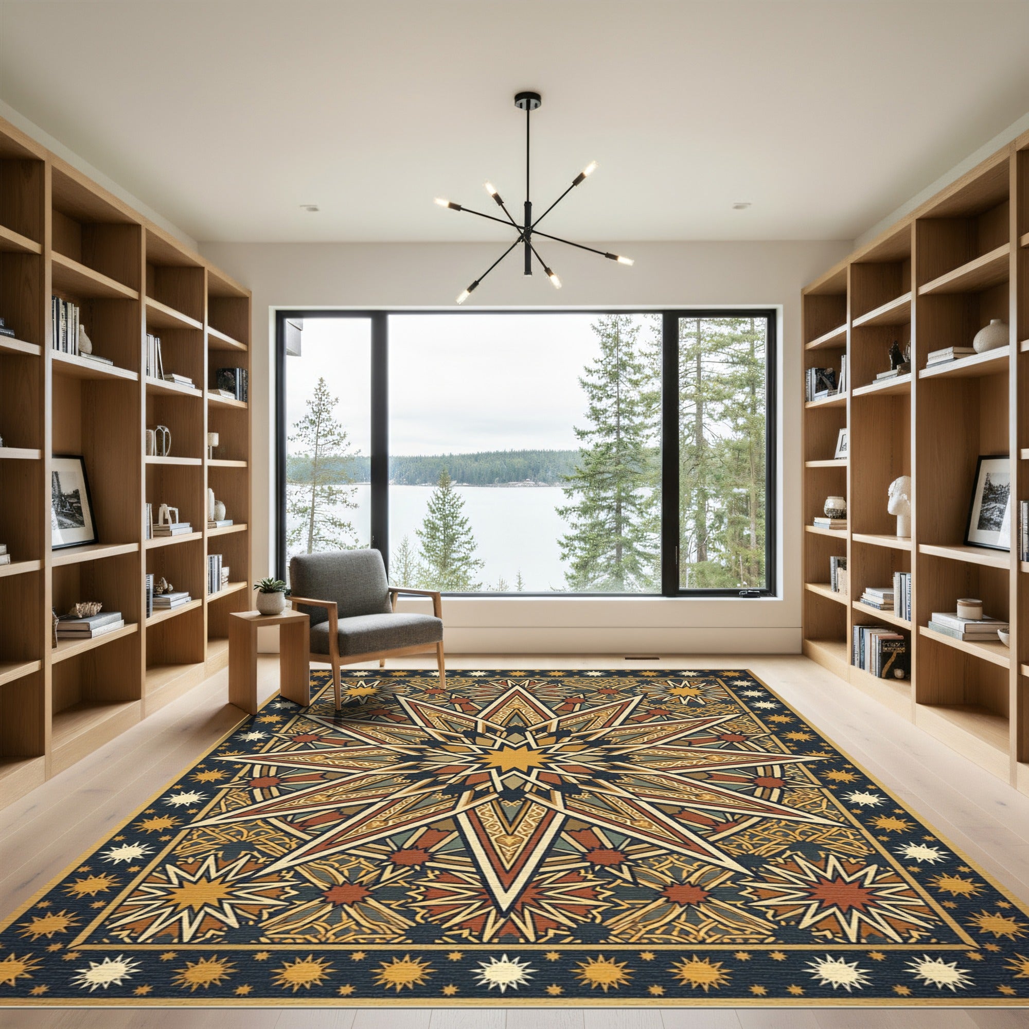 Intricate Starburst Geometric Medallion Rug