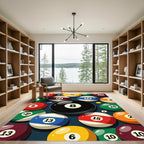 Vibrant Billiard Ball Geometric Round Art Rug