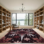 Crimson Ice Crystal Snowflake Garland Rug