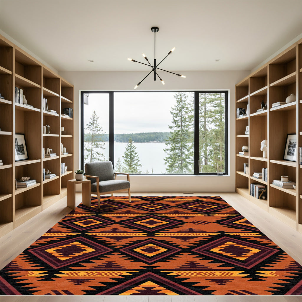 Geometric Diamond Tribal Sunset Rug