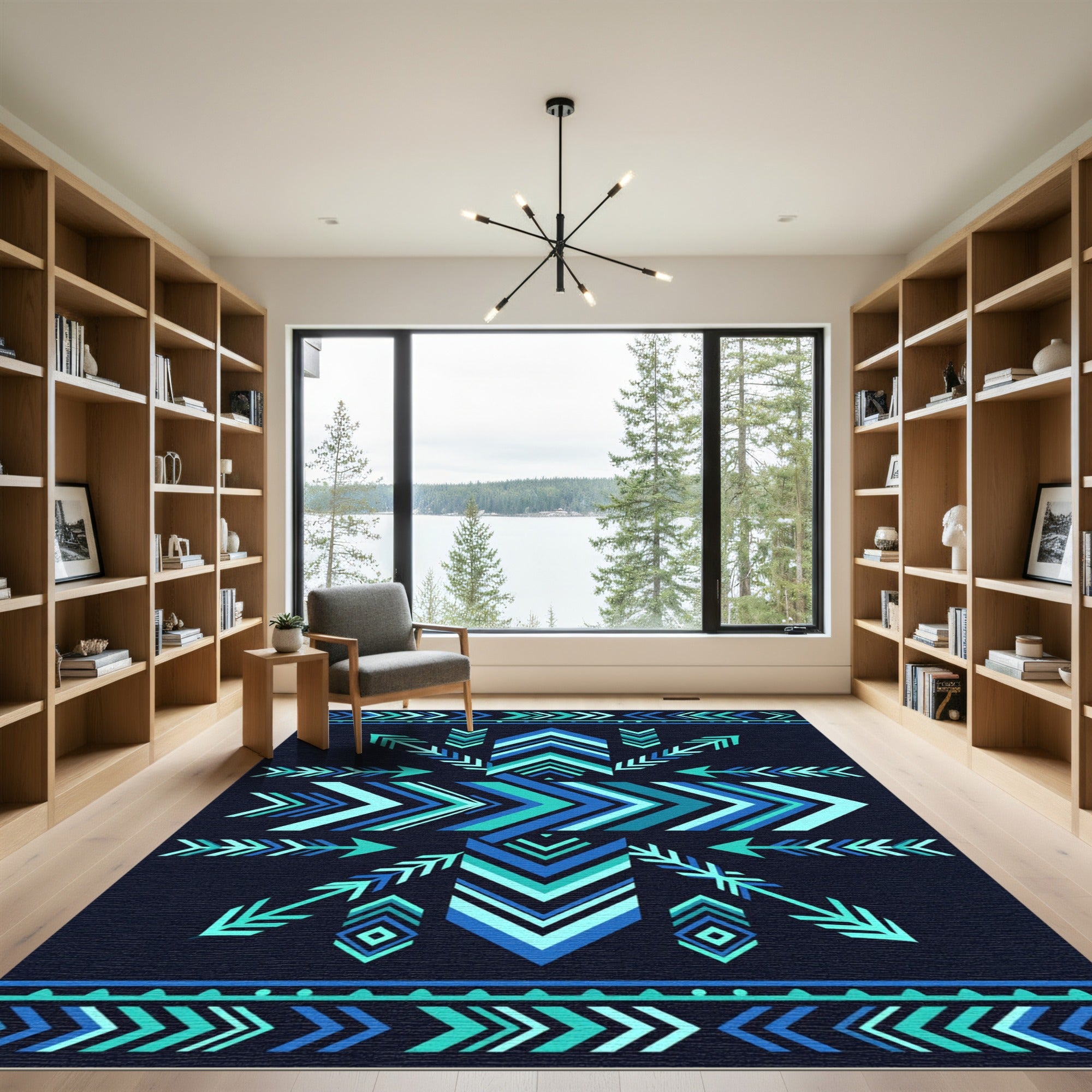 Geometric Blue Arrow Zenith Accent Rug