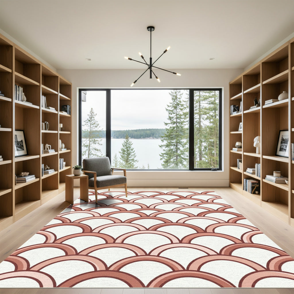 Terracotta Arched Scallop Geometric Rug