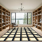 Dark Cream Grid Diagonal Overlay Rug