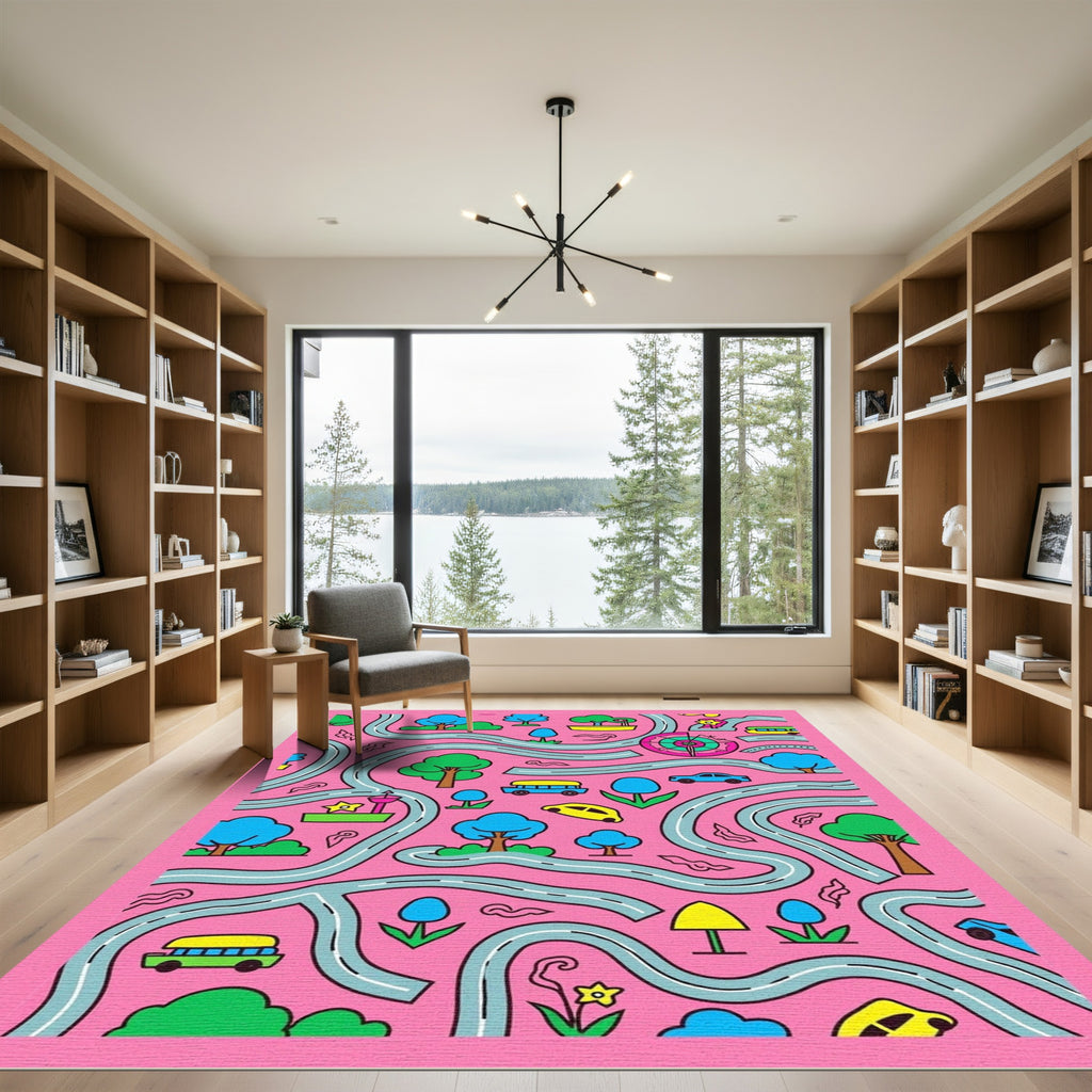 Playful Pink Road Trip Collection Rug