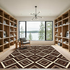 Brown Geometric Diamond Ethnic Rug