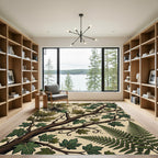 Earthy Forest Foliage Oak Ivy Illustration Rug