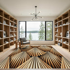 Wooden Pleated Cone Arrangement Rug
