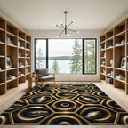 Gilded Serpent Hexagon Geometric Black Gold Rug