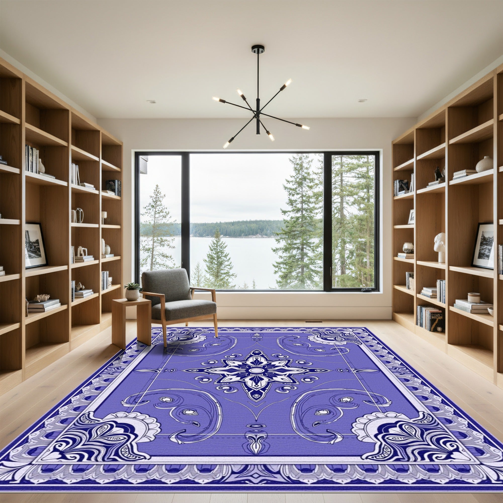 Classic Indigo Floral Medallion Rug