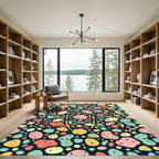 Mid Century Speckled Pastel Abstract Orb Rug