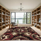 Regal Red Portrait Medallion Brocade Rug