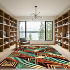 Geometric Isometric Earth Tone Staircase Rug